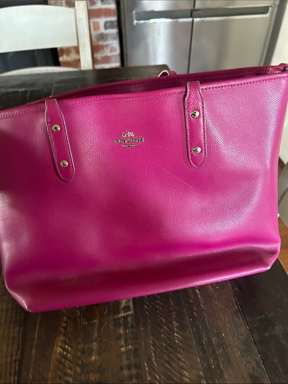 Coach Fuchsia Pink Pebbled Leather Tote